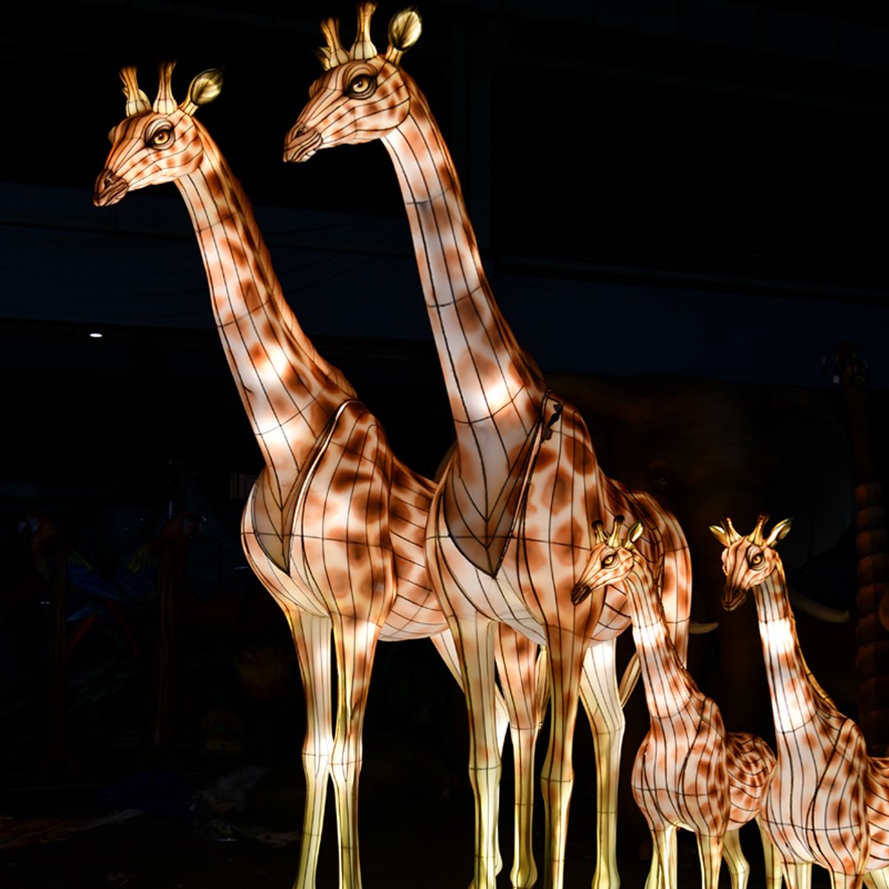 Custom Chinese traditional craft giraffe lights LED lighting decoration
