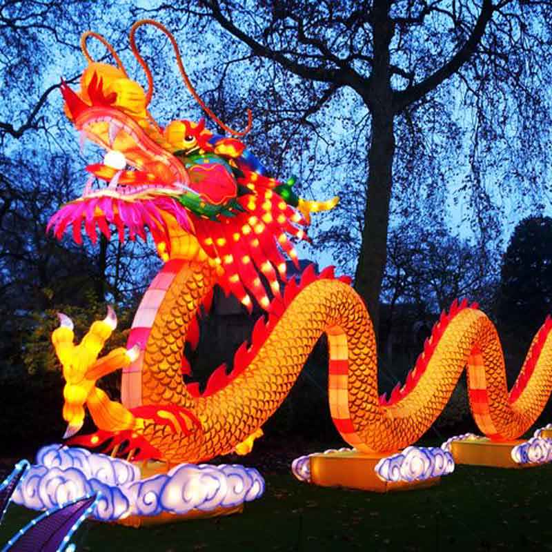 Giant Chinese Dragon Lantern Sculpture | Custom 3-100M Festival Centerpiece